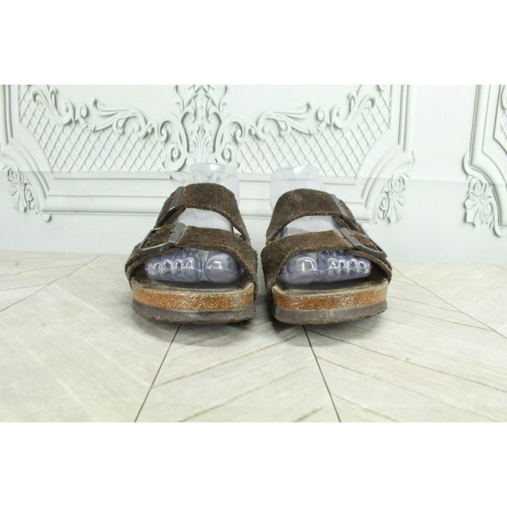 Birkenstock Arizona Brown Suede Double-Strap Slide Sandals Size 38 US 7 - Picture 4 of 9